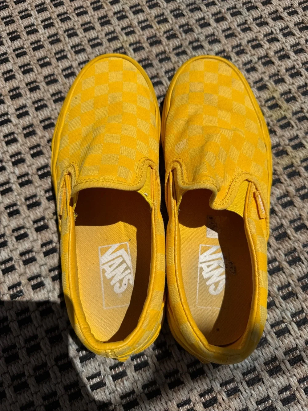 Vans solid Yellow Checkerboard Slip-On color blocked Sneakers